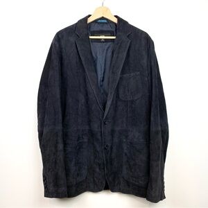 Hugo Boss Goat Leather Blazer Jacket Black Sz 44R 2 Buttons Pockets Quiet Luxury